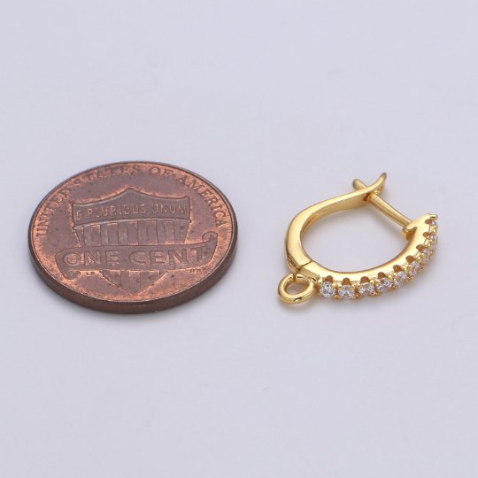 Cubic 24k Gold plated one touch w/ open link Lever back earring making, 16x13 mm, Nickel free Lead Free for Earring Charm Making Findings K-752 - DLUXCA