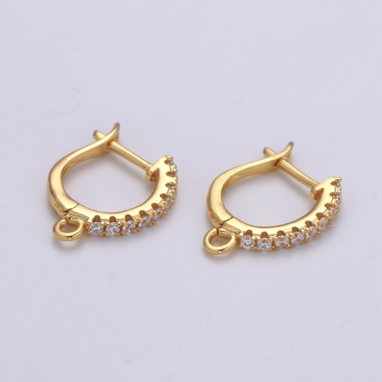 Cubic 24k Gold plated one touch w/ open link Lever back earring making, 16x13 mm, Nickel free Lead Free for Earring Charm Making Findings K-752 - DLUXCA