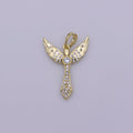 Cubic Angel Pendant 14k Gold Flled Angel Wing Charm Religious Christmas Jewelry N-1337 - DLUXCA