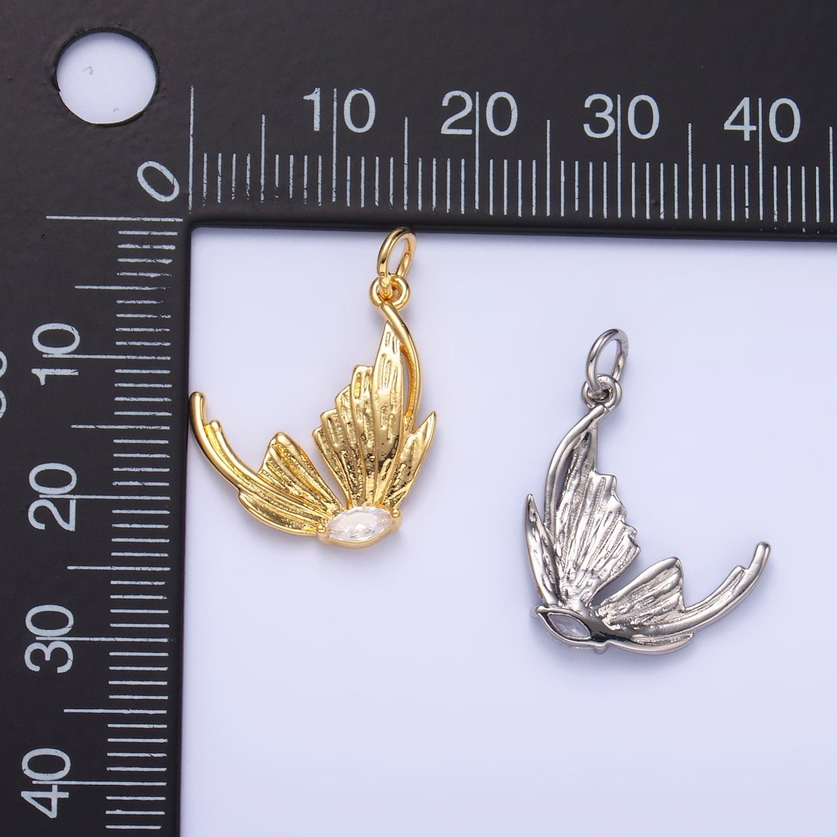 Cubic Butterfly Charm 24K Gold plated Flower Pendant Floral M263 