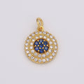 Cubic Evil eye charm Pendant, Lucky evil eye Pendant, Gold evil eye charms Micro Pave Evil Eye Charm in 14k gold plated D-193 - DLUXCA