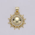 Cubic Gold plated Sun Pendant Necklace, Sun Charm Necklace, Dainty Celestial Jewelry I-591 - DLUXCA