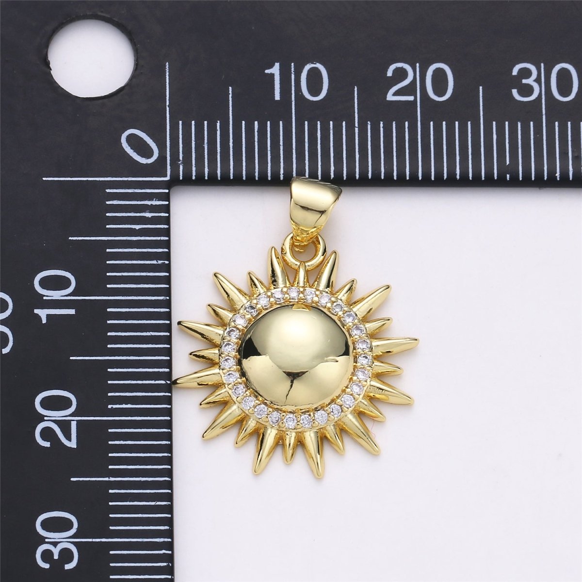 Cubic Gold plated Sun Pendant Necklace, Sun Charm Necklace, Dainty Celestial Jewelry I-591 - DLUXCA
