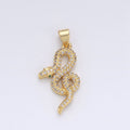 Cubic Gold snake charm Pendant, Micro Pave snake charms, Dainty pendant Jewelry in 14k Gold plated I-662 I-663 - DLUXCA