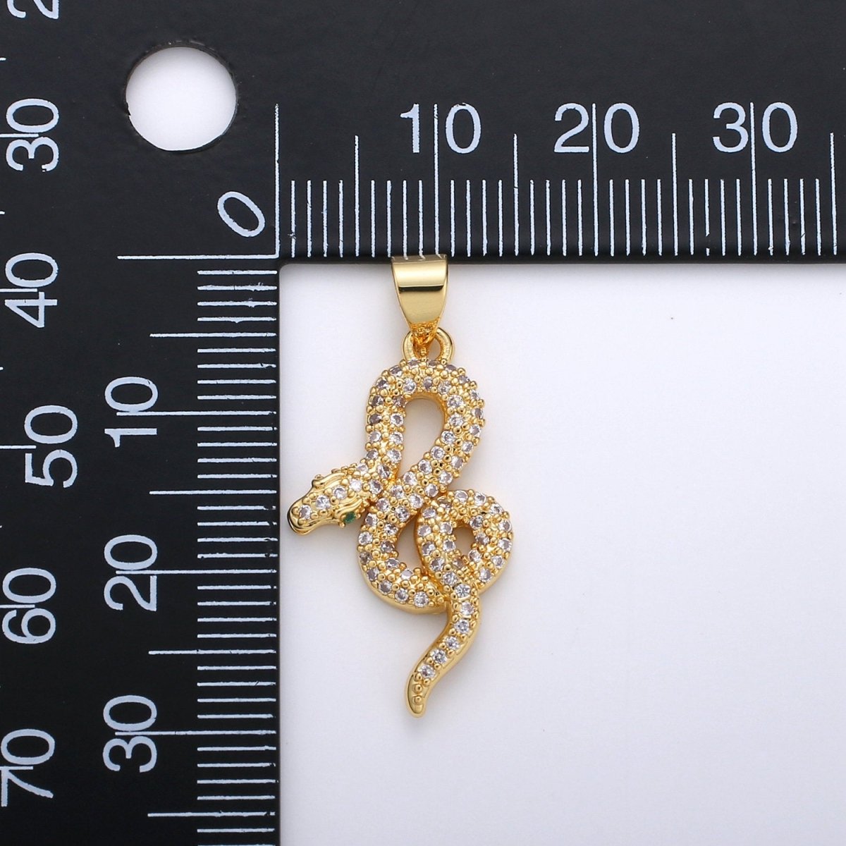 Cubic Gold snake charm Pendant, Micro Pave snake charms, Dainty pendant Jewelry in 14k Gold plated I-662 I-663 - DLUXCA