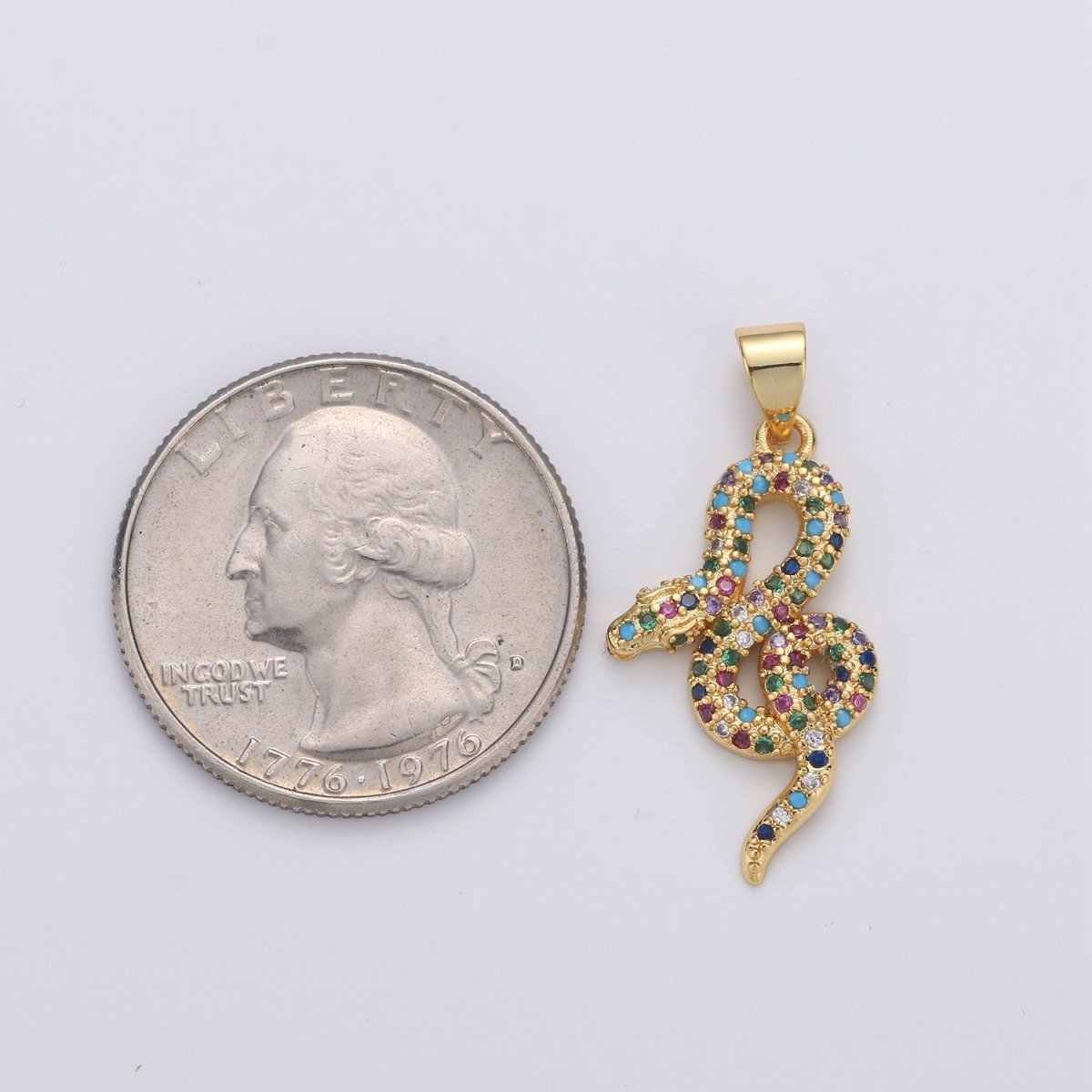 Cubic Gold snake charm Pendant, Micro Pave snake charms, Dainty pendant Jewelry in 14k Gold plated I-662 I-663 - DLUXCA