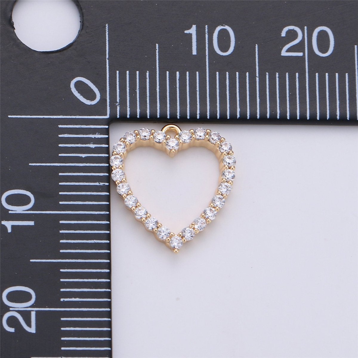 Cubic Heart Charm 15x13mm, 18 gold plated Charm Cubic zirconia, Micro Pave heart charm, Dainty heart pendant for Earring Necklace Bracelet K-141 - DLUXCA