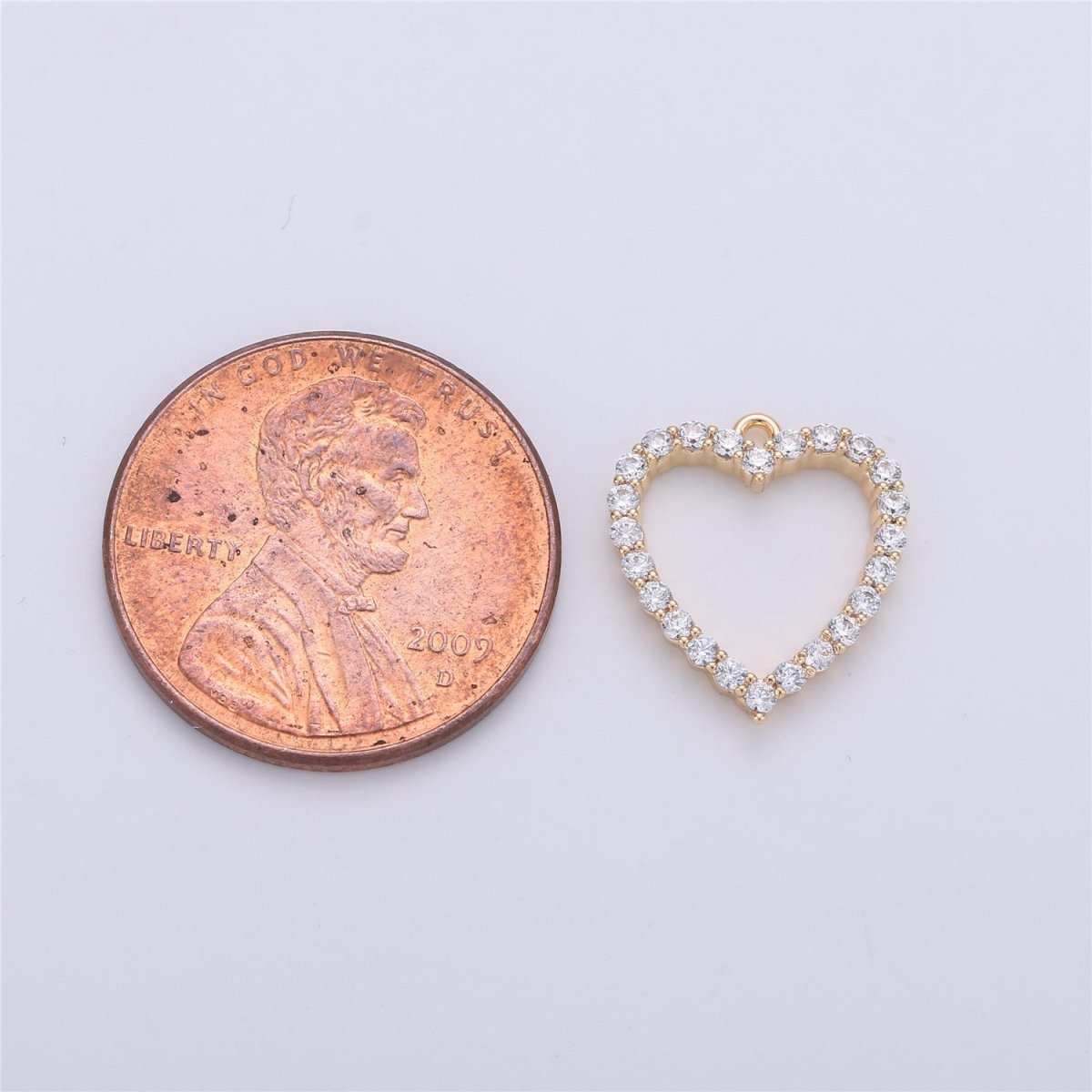 Cubic Heart Charm 15x13mm, 18 gold plated Charm Cubic zirconia, Micro Pave heart charm, Dainty heart pendant for Earring Necklace Bracelet K-141 - DLUXCA