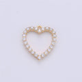 Cubic Heart Charm 15x13mm, 18 gold plated Charm Cubic zirconia, Micro Pave heart charm, Dainty heart pendant for Earring Necklace Bracelet K-141 - DLUXCA