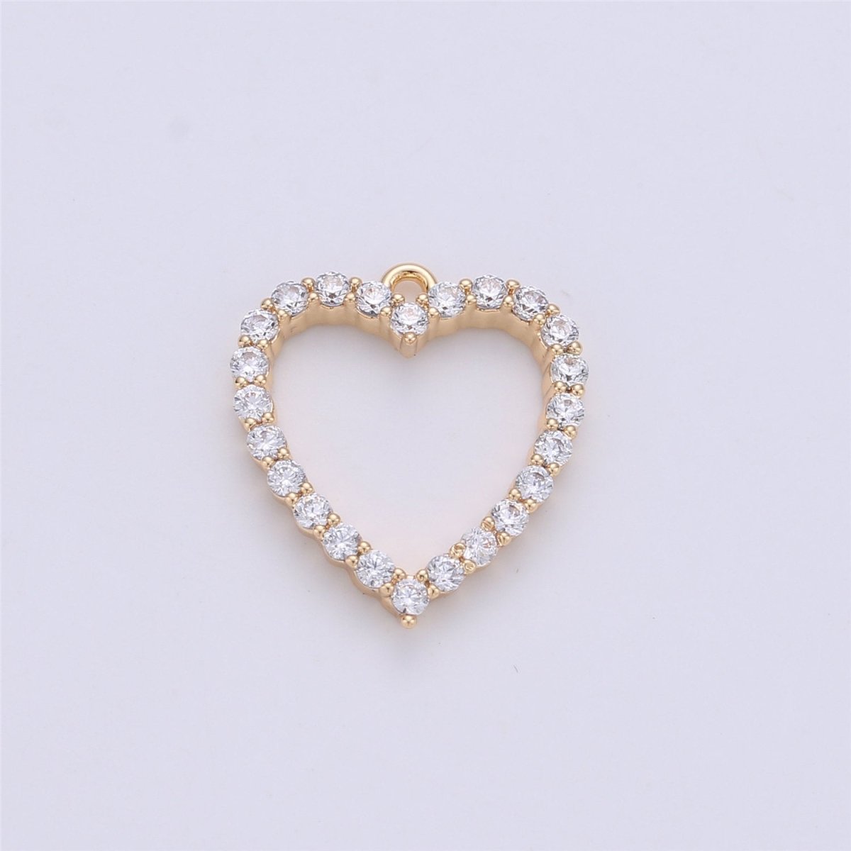 Cubic Heart Charm 15x13mm, 18 gold plated Charm Cubic zirconia, Micro Pave heart charm, Dainty heart pendant for Earring Necklace Bracelet K-141 - DLUXCA