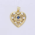 Cubic heart charm 26x21mm 14K gold plated Lead, Nickel free Heart pendant, Unique heart charm for necklace earring bracelet Supply I-359 - DLUXCA