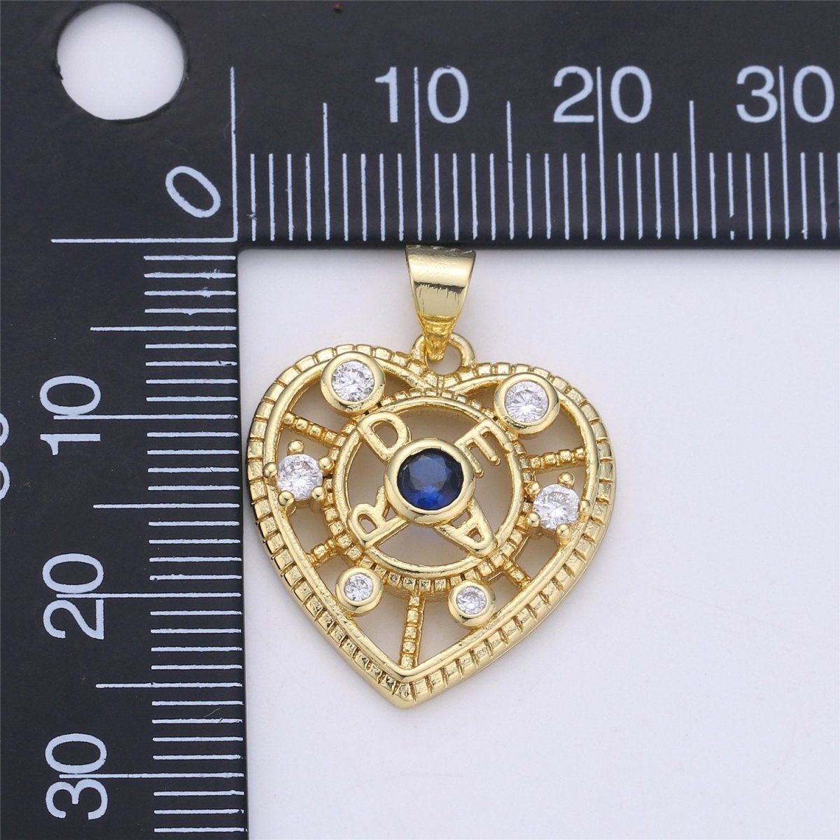 Cubic heart charm 26x21mm 14K gold plated Lead, Nickel free Heart pendant, Unique heart charm for necklace earring bracelet Supply I-359 - DLUXCA