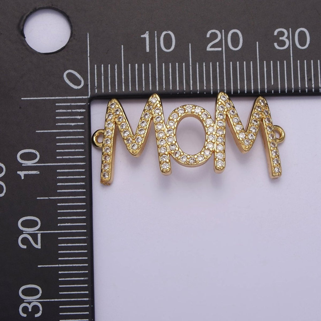 Cubic Mom Charm Connector Necklace Pendant 16k gold plated Mother Mom Mama Link Connector for Bracelet Necklace Motherhood F-164 - DLUXCA