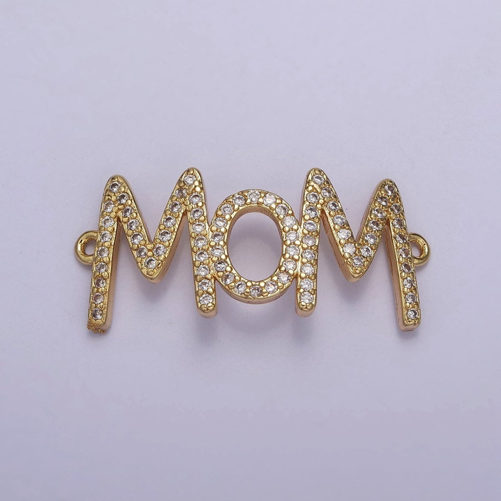 Cubic Mom Charm Connector Necklace Pendant 16k gold plated Mother Mom Mama Link Connector for Bracelet Necklace Motherhood F-164 - DLUXCA
