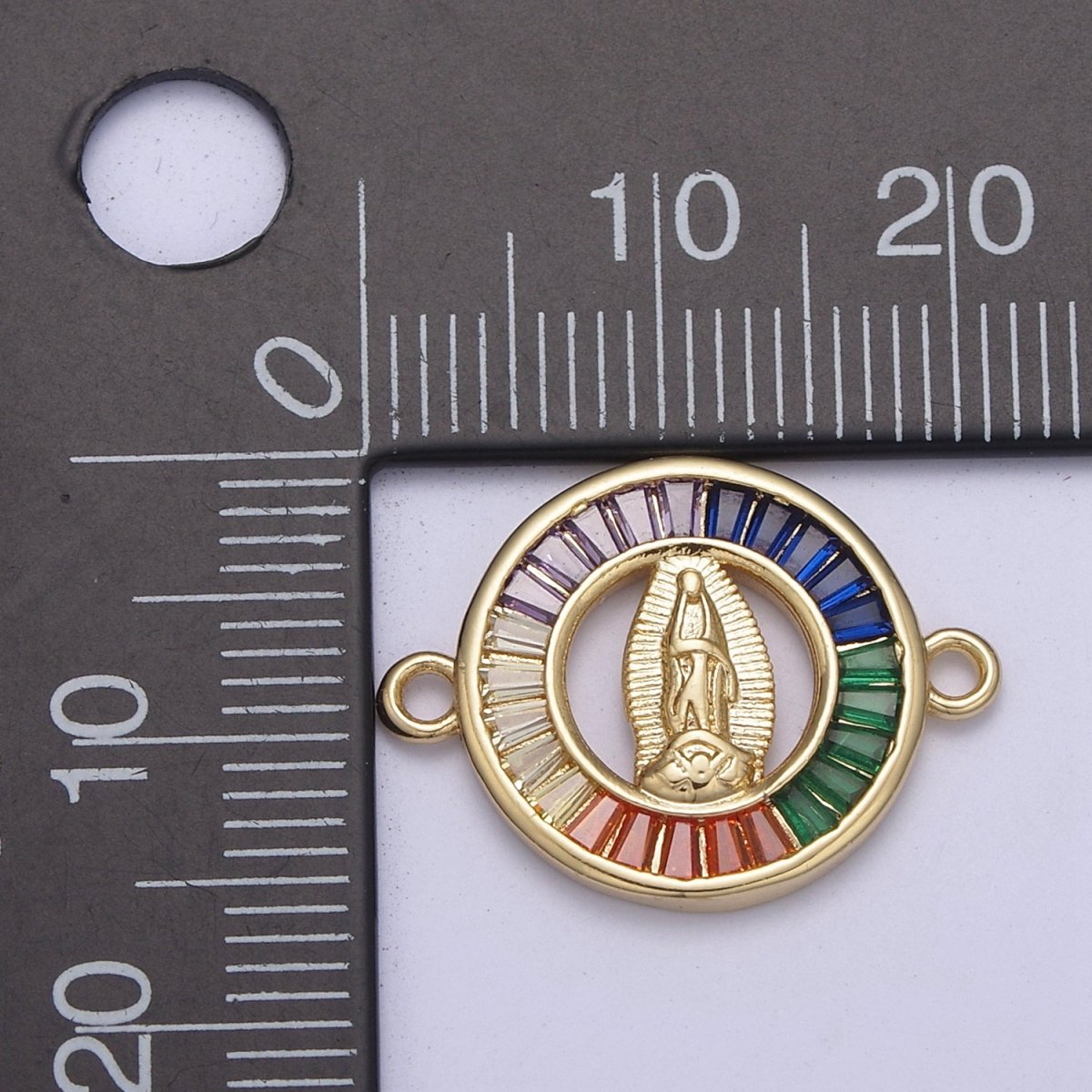 Cubic Multi Color Gold Lady Guadalupe Charm Connector for Bracelet Making Supply F-180 - DLUXCA