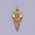 Cubic Multi Color Triangle Pendant with Evil Eye Gold plated Pendant for Amulet Talisman Jewelry Making N-597 - DLUXCA