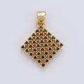 Cubic rhombus charm 14K gold plated Black Cubic CZ Geometric Charm for Necklace Bracelet Earring Component I-670 - DLUXCA