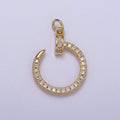 Cubic Round Circle Charm Dangle 14k Gold plated CZ Charm Silver Open Pendant N-262 N-263