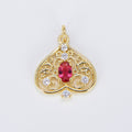 Cubic Spades Charm Gold Filigree Lucky Charm, Spades Dainty Pendant Charm, For DIY Jewelry E-814 - DLUXCA