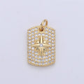 Cubic Star Pendant Micro Pave Military Tag Dog Tag charms in 24k Gold plated for Necklace Component I-564 - DLUXCA