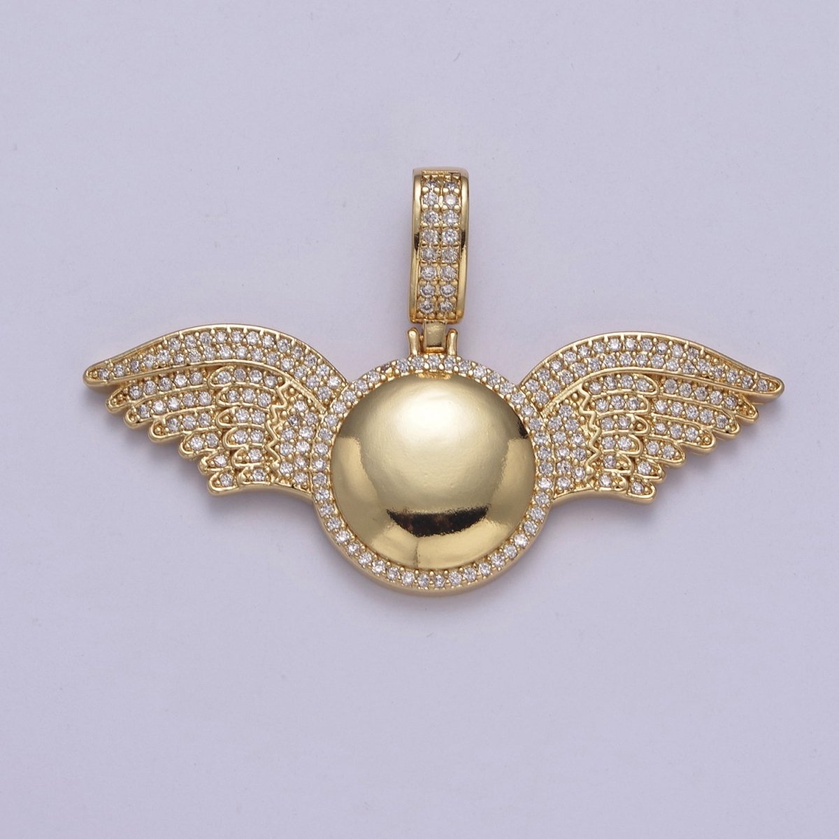 Cubic Wing Pendant 14K Gold plated Ball Round Statement Charm for Necklace H-298 - DLUXCA