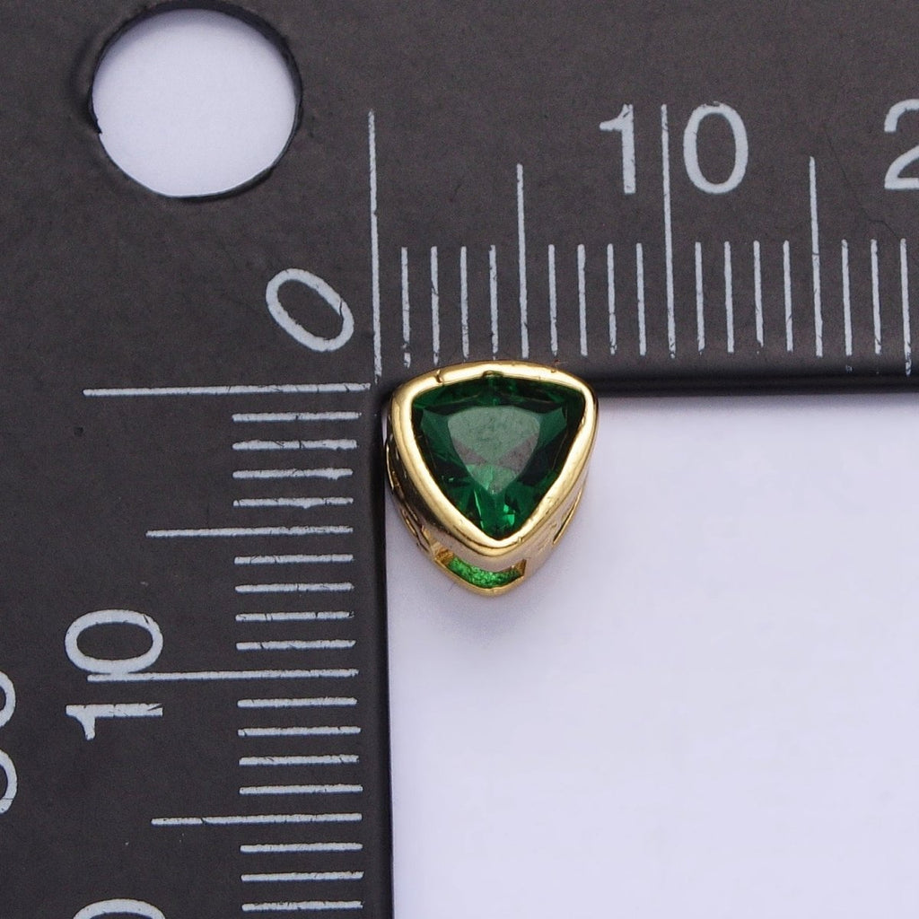 Cubiz Zirconia Triangle Beads - 7mm Small CZ Colorful Geometric Jewelry Gold Beads spacer B-193 B-194 B-197 B-198 B-204 B-211 B-216 - DLUXCA
