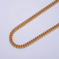 Curb Link Unfinished Chain, 5.3mm 24k Gold plated Chain 19.5 inch long | WA-1393 Clearance Pricing - DLUXCA