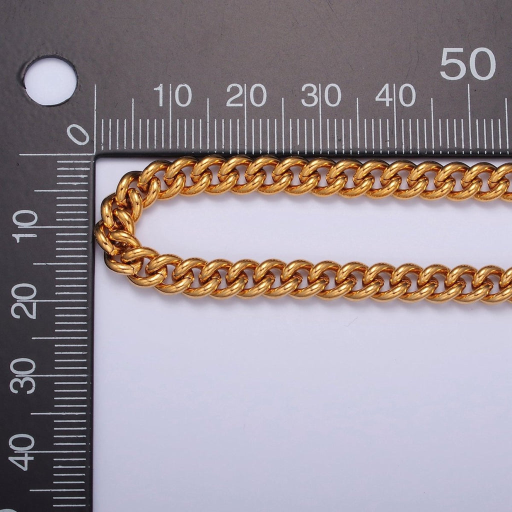 Curb Link Unfinished Chain, 5.3mm 24k Gold plated Chain 19.5 inch long | WA-1393 Clearance Pricing - DLUXCA