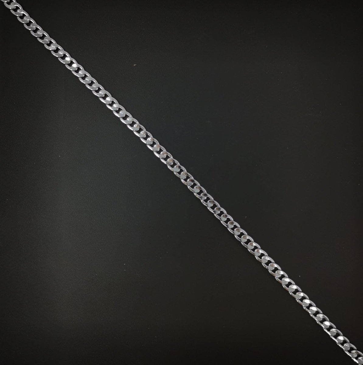 Curb White Gold plated Chain Necklace, 17.8 inch Finished Chain For Jewelry Necklace Making, 3.4mm In Width Curb Necklace w/ Lobster Clasps | CN-953 Clearance Pricing - DLUXCA