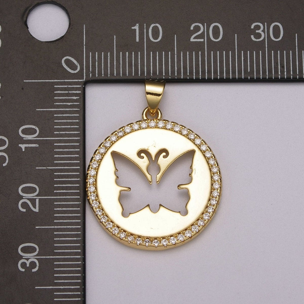 Cut Out Monarch Necklace Pendant Gold Butterfly Charm Micro Pave Zircon Pendant Mariposa Animal Inspired For Statement Jewelry N-1402 - DLUXCA