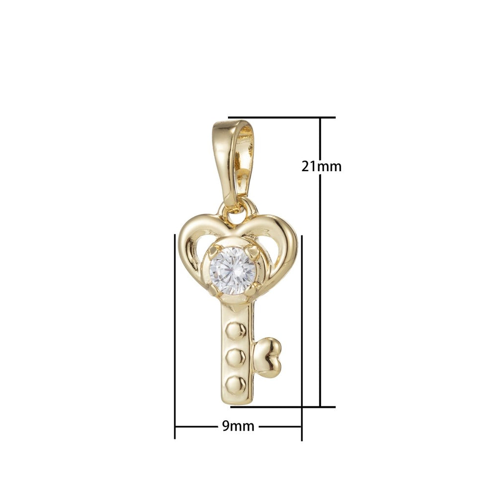 Cute 14K Gold plated Love Key Pendants I-549 - DLUXCA