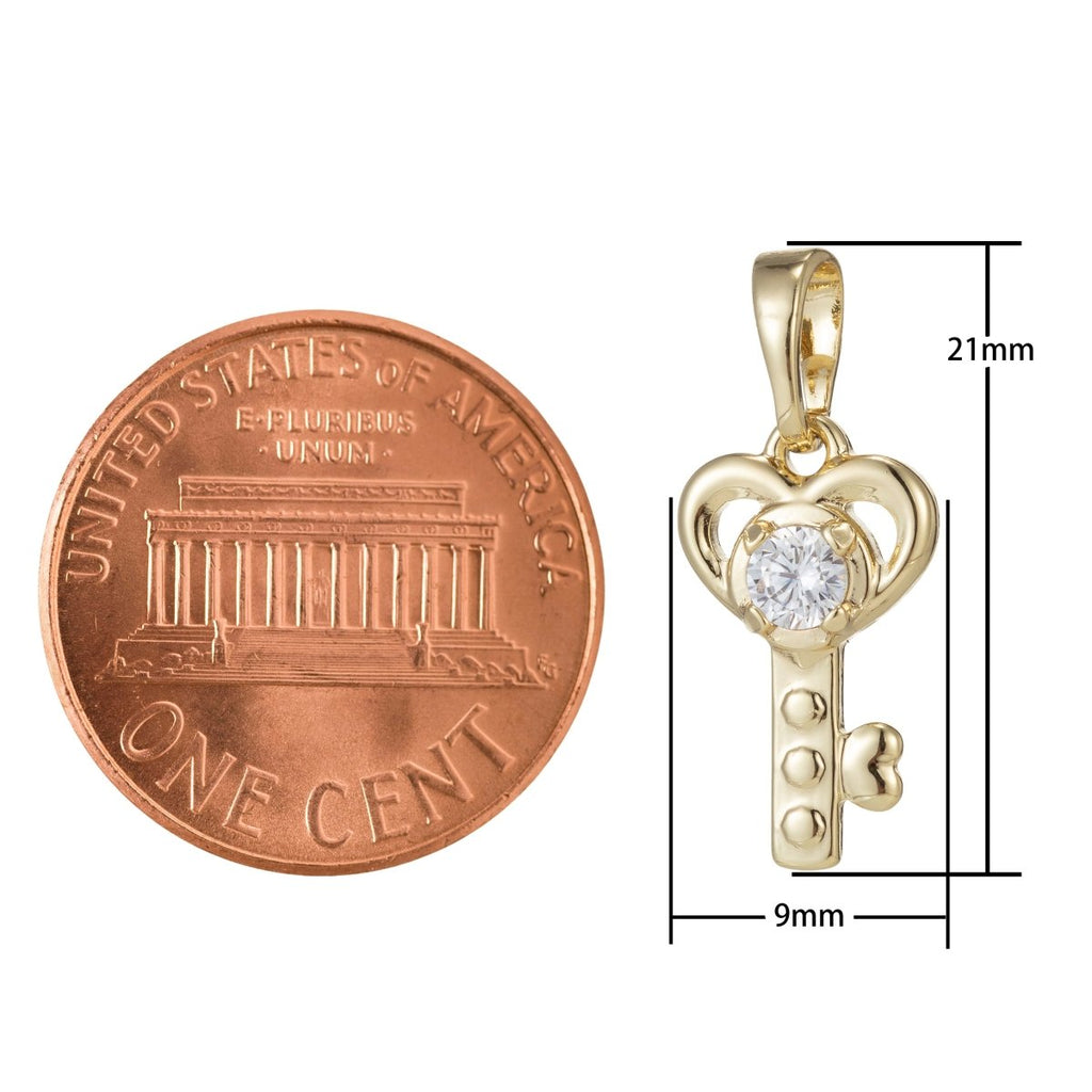 Cute 14K Gold plated Love Key Pendants I-549 - DLUXCA