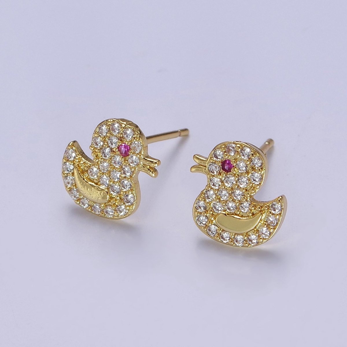 Cute 24K Gold plated Duck Ear Studs Earrings Animal Earrings gift for kids V-133 - DLUXCA