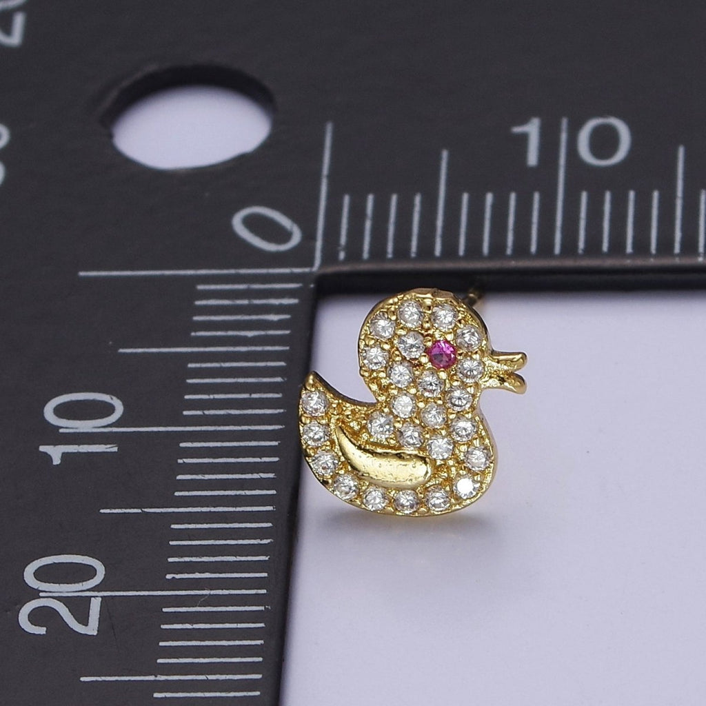 Cute 24K Gold plated Duck Ear Studs Earrings Animal Earrings gift for kids V-133 - DLUXCA