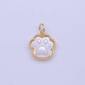 Cute Animal Pawprint Imprint Shell Pearl Gold Charm | C-427 - DLUXCA