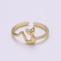 Cute Fox Ring, Adjustable Gold Fox Ring, Quirky and Classic Animal Open Ring for Pinky Ring Stack ring jewelry making supply, R-337 - DLUXCA