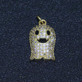 Cute Ghost Charm, Micro Pave Gold plated Ghost Charm Necklace, Halloween Gift for Necklace Bracelet Earring Jewelry Making Supply M-563 - DLUXCA