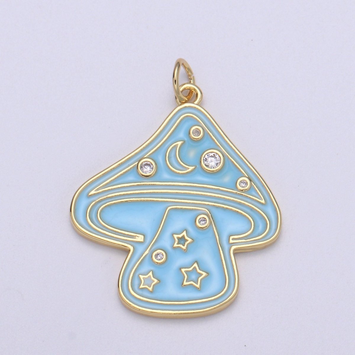 Cute Gold plated Mushroom Enamel Charm Light Blue, Green, Orange, Pink, Tosca, Yellow E-263-E-268