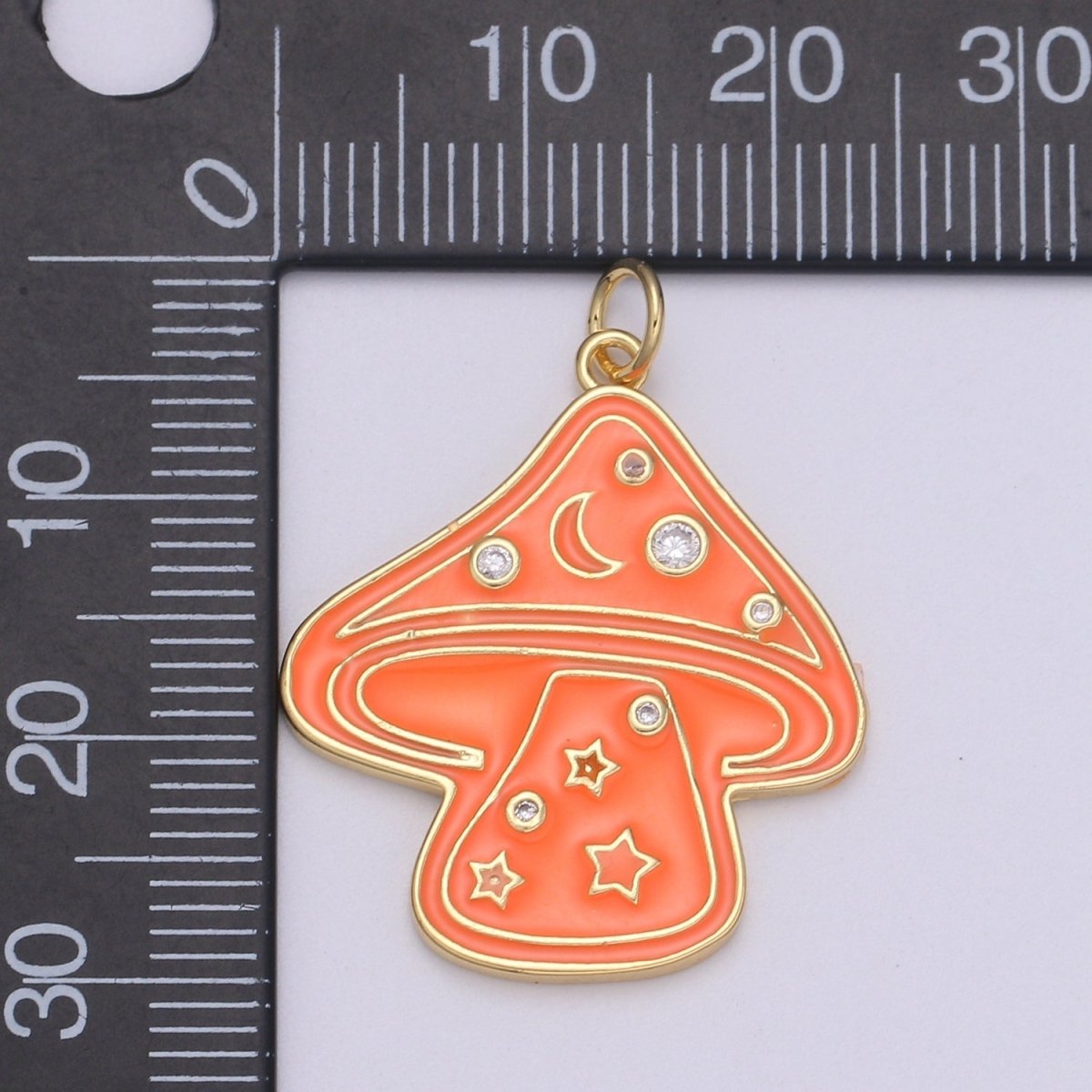 Cute Gold plated Mushroom Enamel Charm Light Blue, Green, Orange, Pink, Tosca, Yellow E-263-E-268
