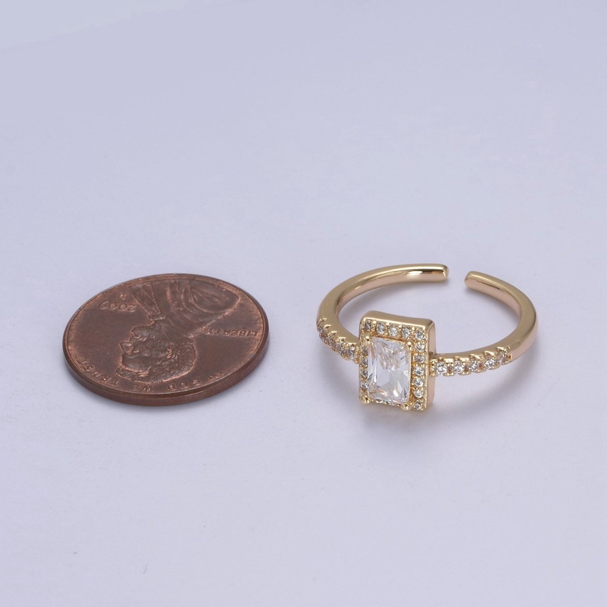 CZ 16k Gold plated Princess Cut Diamond Cubic Bezel Set Ring Wedding Band Birthday Christmas Gift U-310 - DLUXCA