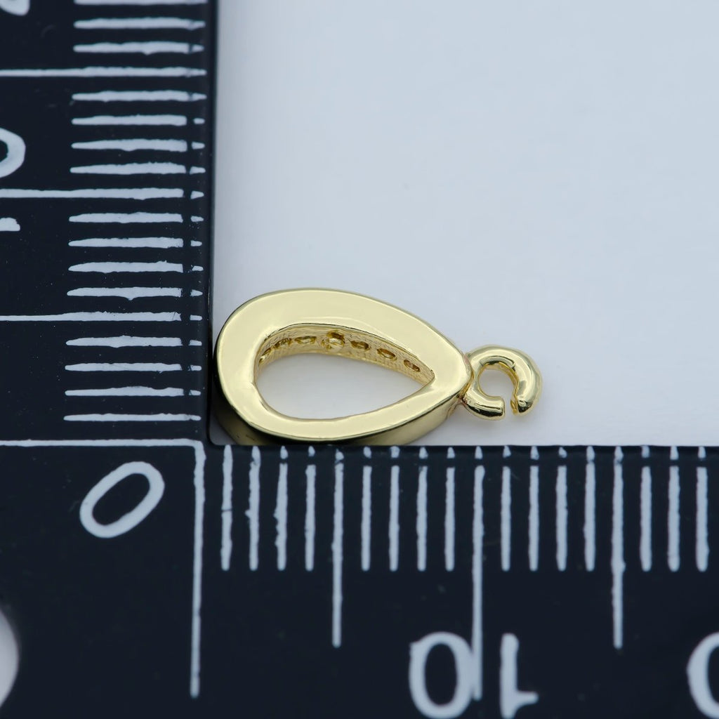 CZ Gold Bails, 12×6.5mm, Micro Pave Cubic Zirconia Bail for Charm Pendant Holders add on Supply Findings M-360 - DLUXCA
