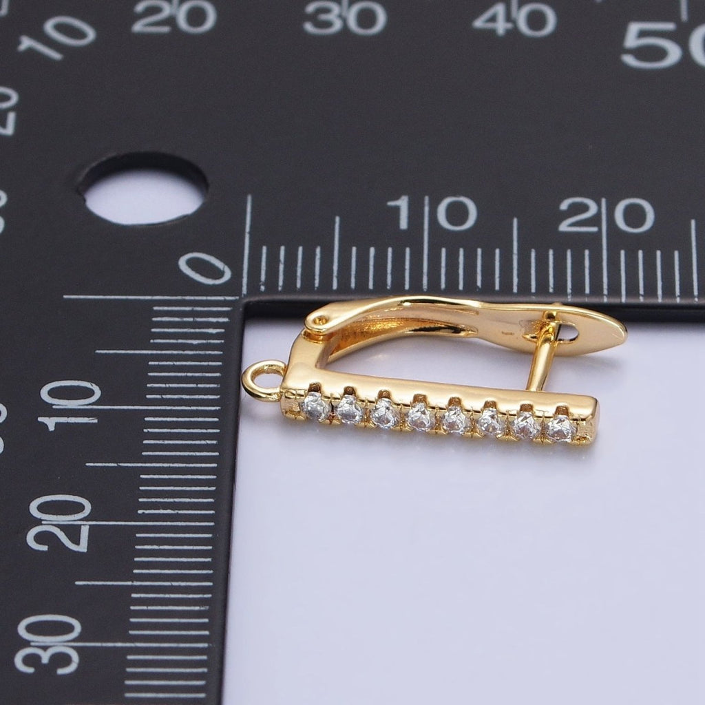 CZ Gold Huggie Earring one touch w/ open link Gold / Silver Earring Lever back earring making Supply Z-163 Z-164 - DLUXCA