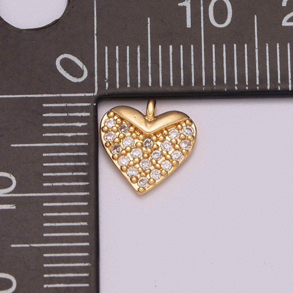 CZ Heart Micro Pave Charm 18k Gold plated Love Cubic Zirconia Pave Small Heart Pendant M-831 - DLUXCA