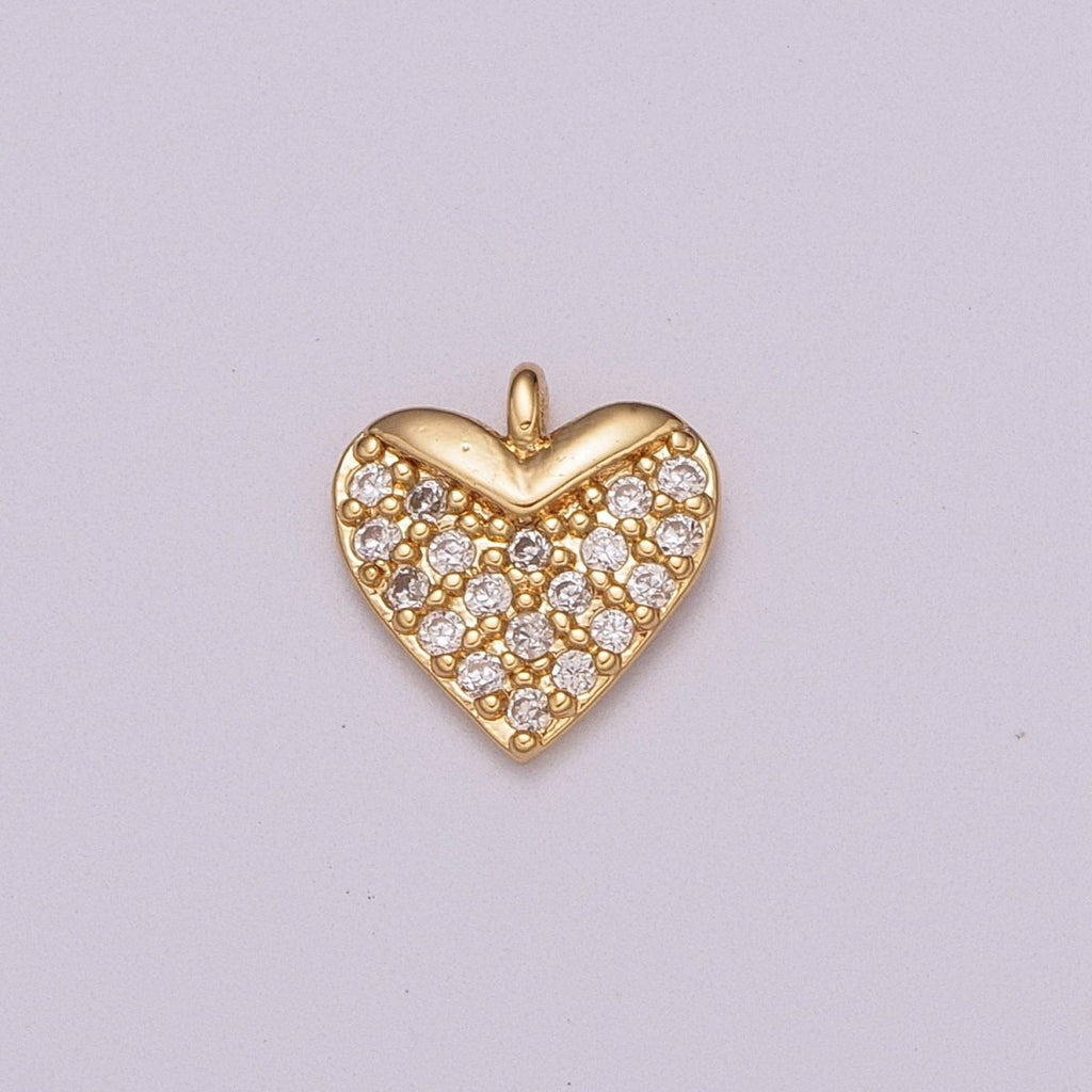 CZ Heart Micro Pave Charm 18k Gold plated Love Cubic Zirconia Pave Small Heart Pendant M-831 - DLUXCA