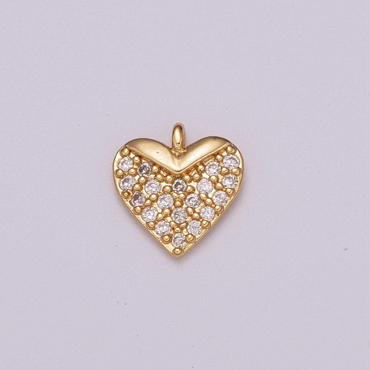 CZ Heart Micro Pave Charm 18k Gold plated Love Cubic Zirconia Pave Small Heart Pendant M-831 - DLUXCA