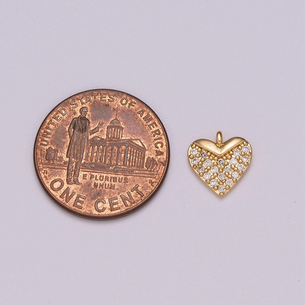 CZ Heart Micro Pave Charm 18k Gold plated Love Cubic Zirconia Pave Small Heart Pendant M-831 - DLUXCA
