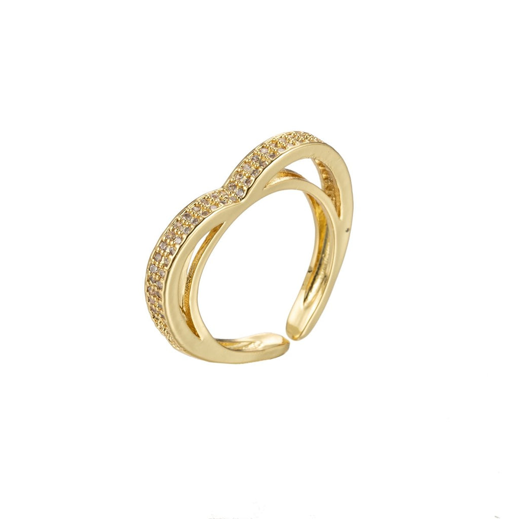 Cz Heart Ring, Unique Gold Heart Ring, Womens Wedding Band, Minimalist Heart Ring Wedding Band, Dainty Heart Ring, Gold Ring Size 6 O-357 - DLUXCA