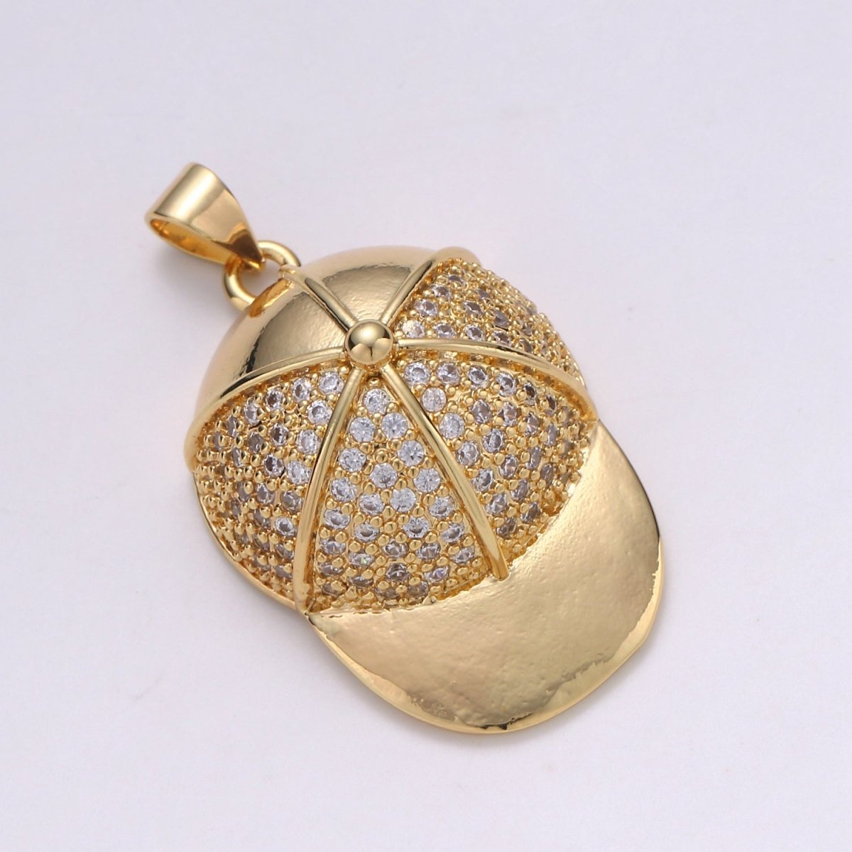 CZ Micro Pave Baseball Cap Shape Pendant Necklace Charm,Cubic Zirconia Gold plated Charm, Hip Hop Men Necklace Charm Pendant J-139 - DLUXCA