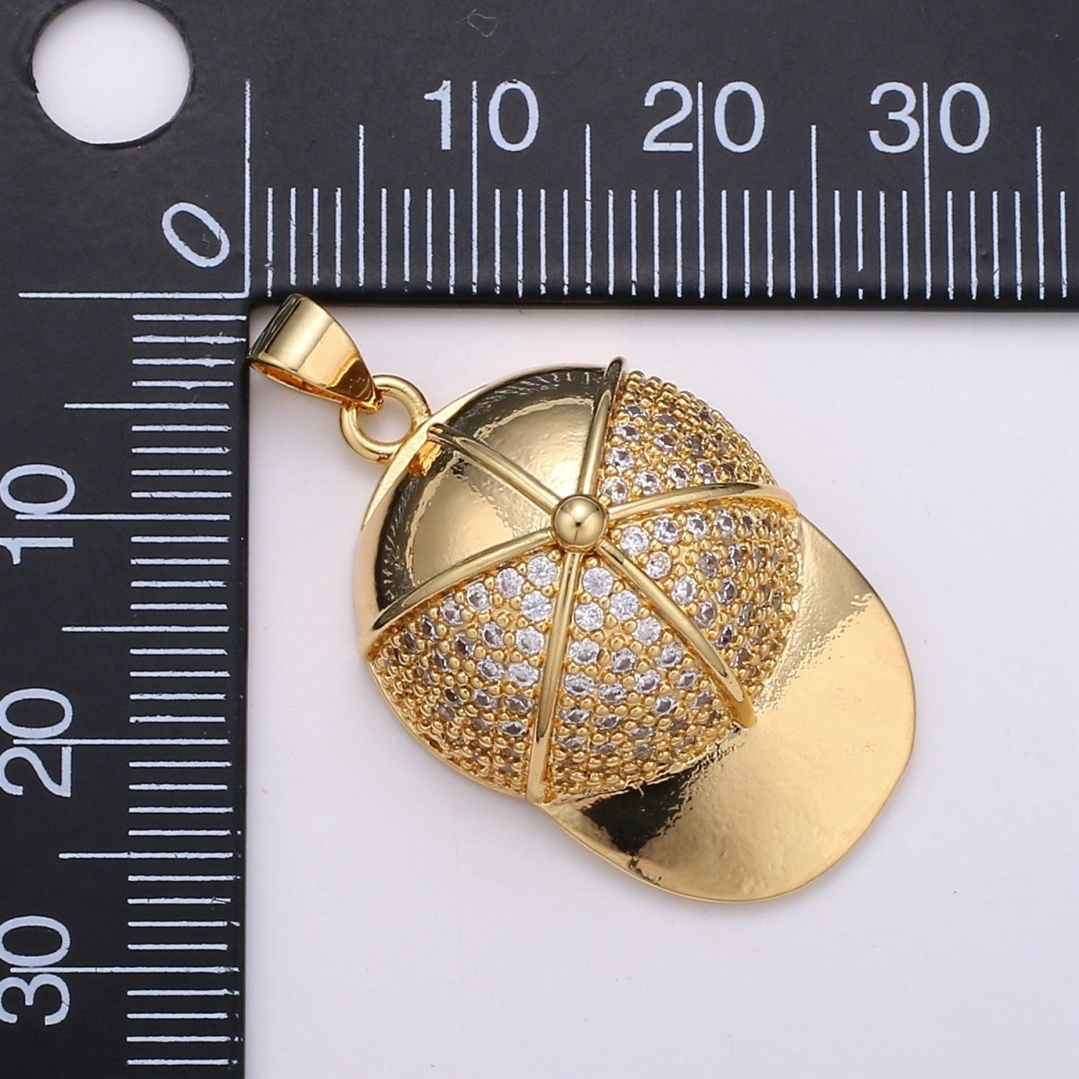 CZ Micro Pave Baseball Cap Shape Pendant Necklace Charm,Cubic Zirconia Gold plated Charm, Hip Hop Men Necklace Charm Pendant J-139 - DLUXCA