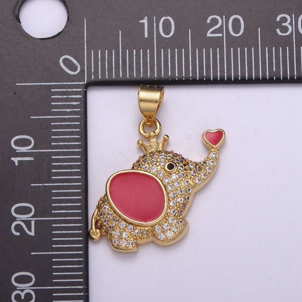 CZ Micro Pave Elephant Shape Pendant Charm,14K Gold plated Elephant Charm, Necklace Bracelet Charm Pendant H-045 H-046